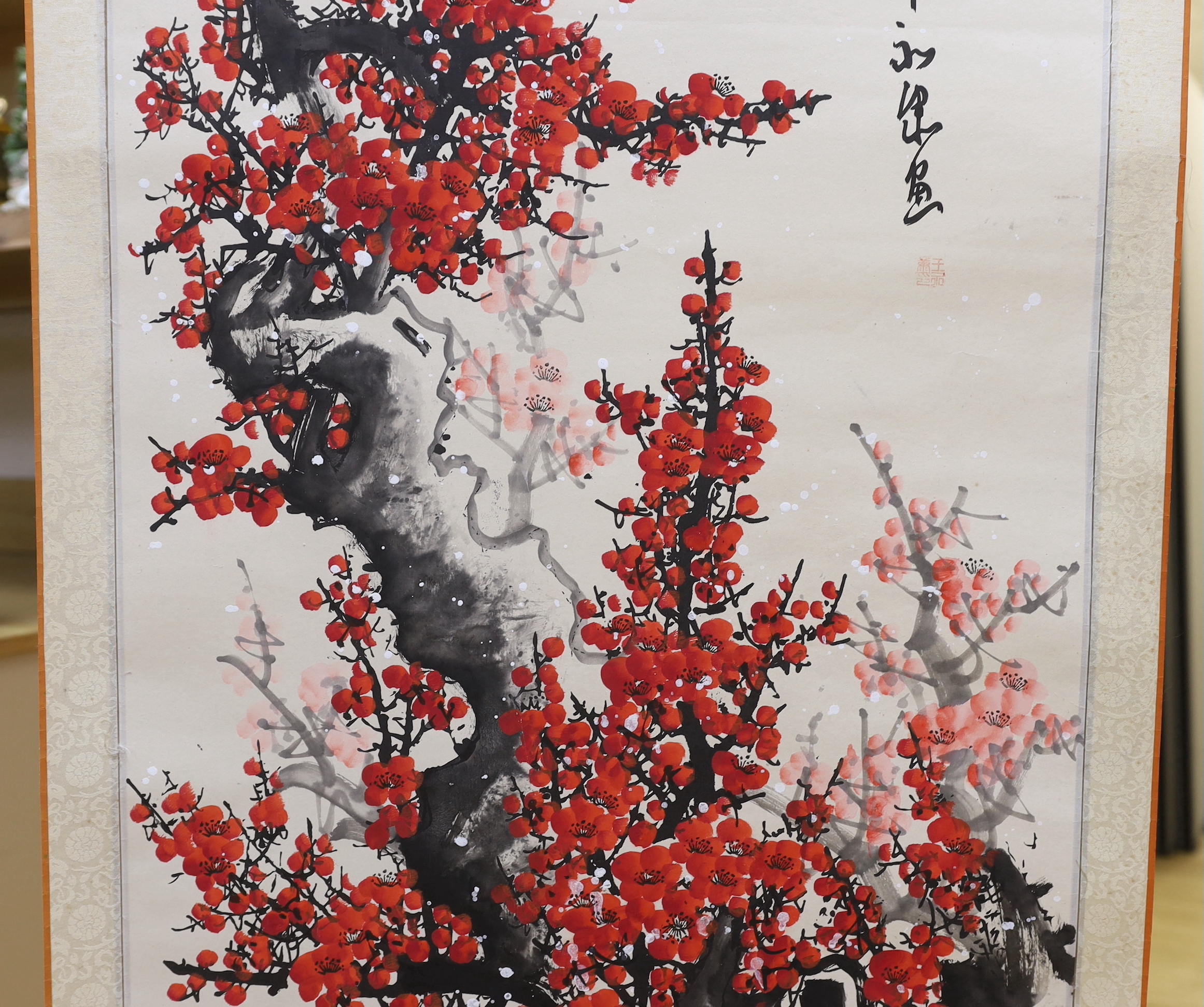 Chinese School, late 20th century scroll painting, 174cm long